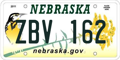 NE license plate ZBV162