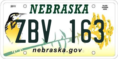NE license plate ZBV163