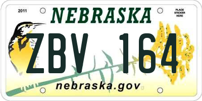 NE license plate ZBV164