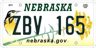 NE license plate ZBV165