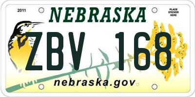 NE license plate ZBV168