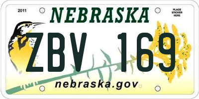 NE license plate ZBV169