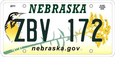 NE license plate ZBV172