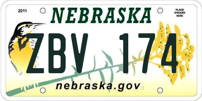 NE license plate ZBV174