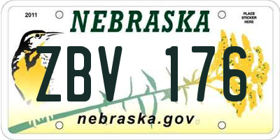 NE license plate ZBV176