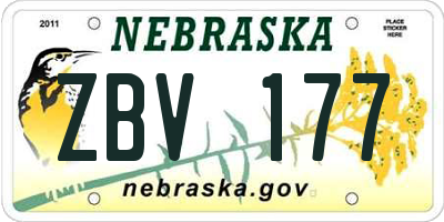 NE license plate ZBV177