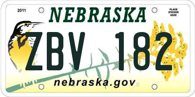 NE license plate ZBV182