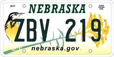 NE license plate ZBV219