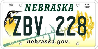 NE license plate ZBV228