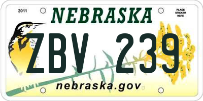 NE license plate ZBV239