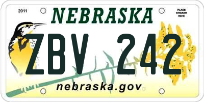 NE license plate ZBV242