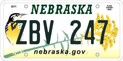 NE license plate ZBV247