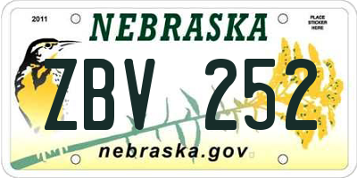 NE license plate ZBV252