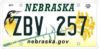 NE license plate ZBV257