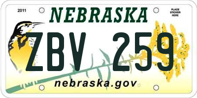 NE license plate ZBV259