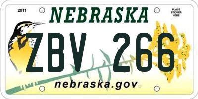 NE license plate ZBV266