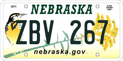 NE license plate ZBV267
