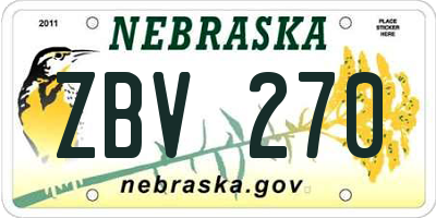NE license plate ZBV270