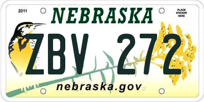 NE license plate ZBV272