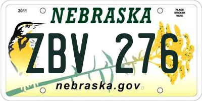 NE license plate ZBV276