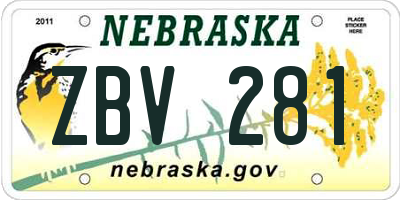 NE license plate ZBV281
