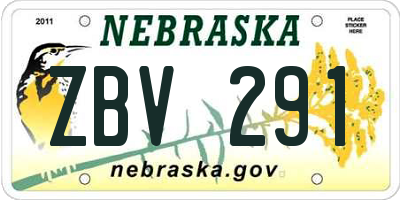 NE license plate ZBV291