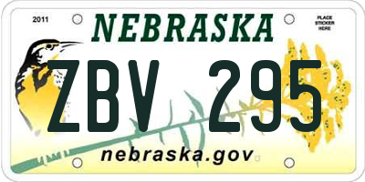 NE license plate ZBV295