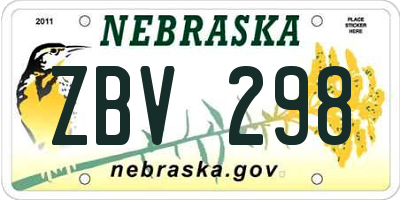 NE license plate ZBV298