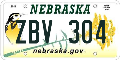 NE license plate ZBV304
