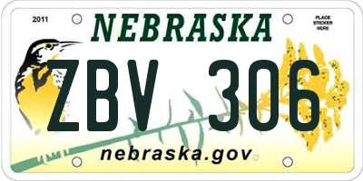 NE license plate ZBV306