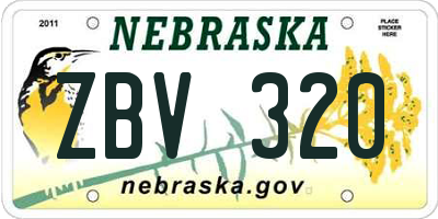 NE license plate ZBV320