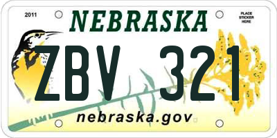 NE license plate ZBV321