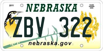 NE license plate ZBV322
