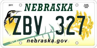 NE license plate ZBV327