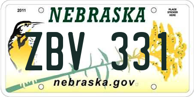 NE license plate ZBV331