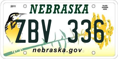 NE license plate ZBV336