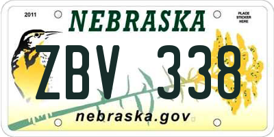 NE license plate ZBV338