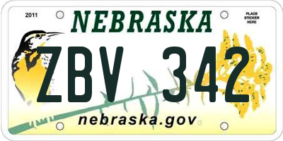 NE license plate ZBV342