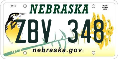 NE license plate ZBV348