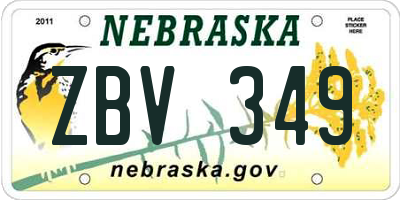 NE license plate ZBV349