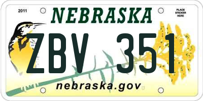 NE license plate ZBV351