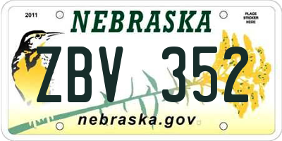 NE license plate ZBV352