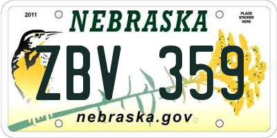 NE license plate ZBV359