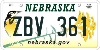 NE license plate ZBV361