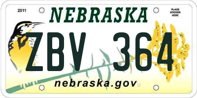 NE license plate ZBV364