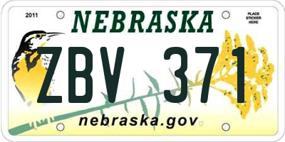 NE license plate ZBV371