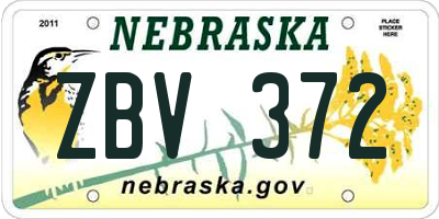 NE license plate ZBV372