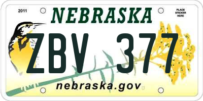NE license plate ZBV377