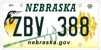 NE license plate ZBV388