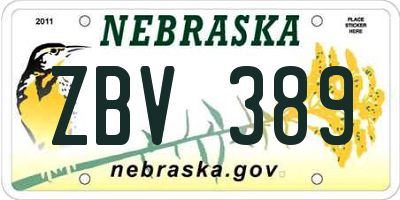 NE license plate ZBV389